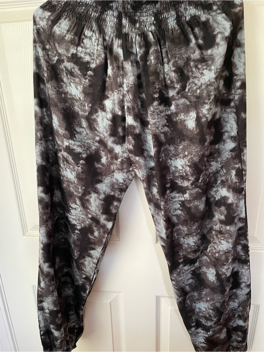 Lotus & Luna S/M Tie Dye Harem Pants Gray Black Rayon Boho Yoga